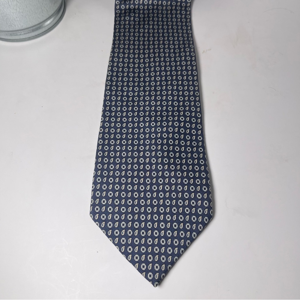 Brooks Brothers Makers Men’s Silk Tie Midnight‎ Blue/ Gray & Light Blue Preppy